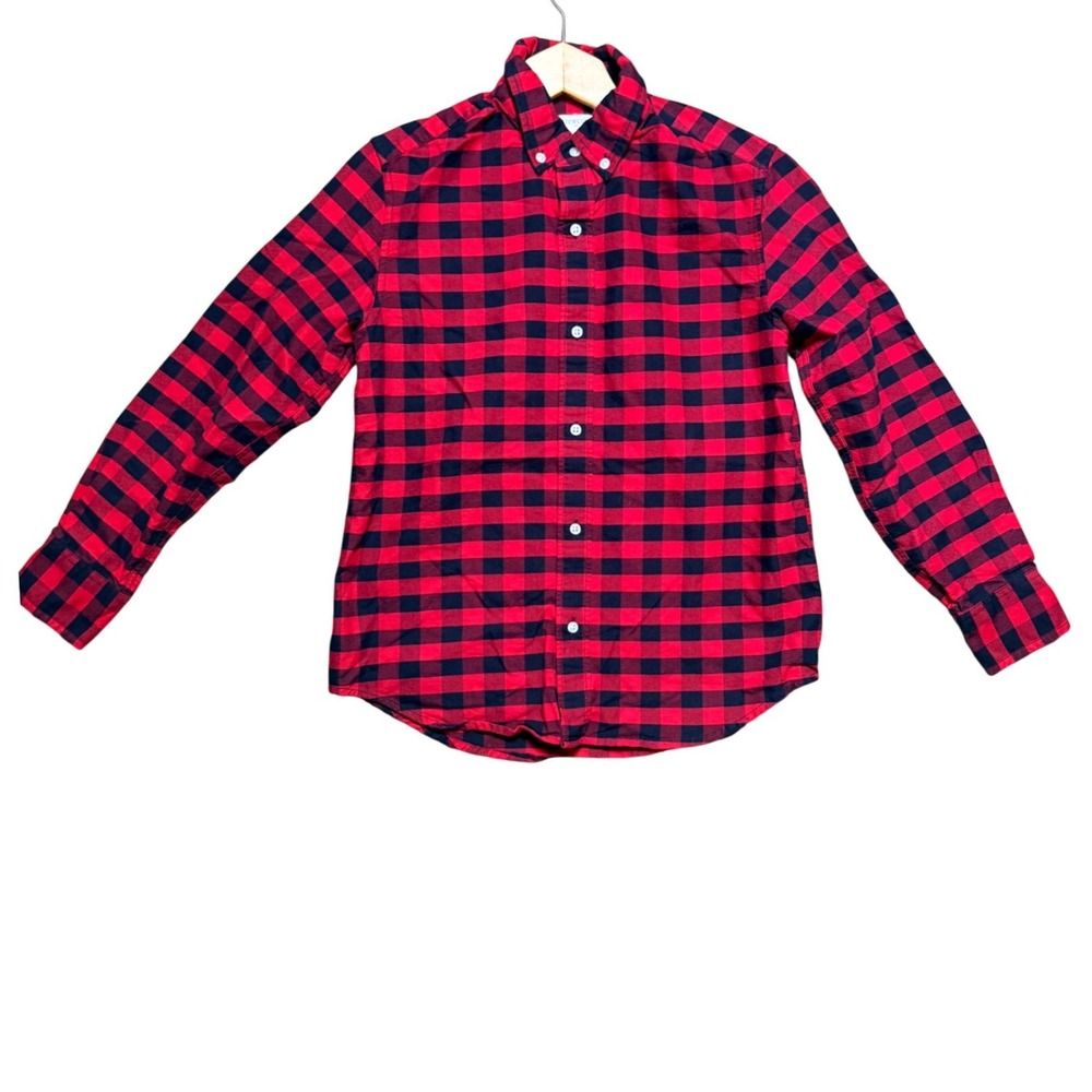 Crewcuts Button-Down Shirt Boys 12 AA669 Red Black Buffalo Check EUC